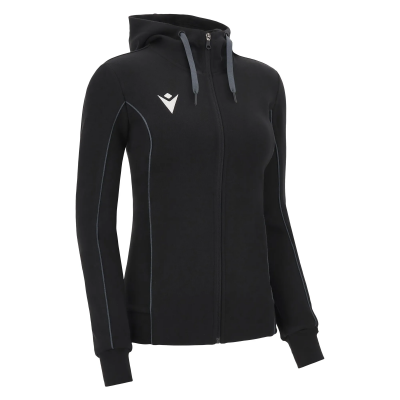 Олимпийка спортивная женская MACRON BASS ECO SUSTAINABLE COTTON FULL ZIP HOODED SWEATSHIRT BLACK/ANTHRACITE