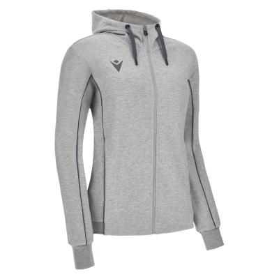Олимпийка спортивная женская MACRON BASS ECO SUSTAINABLE COTTON FULL ZIP HOODED SWEATSHIRT GREY MELANGE/ANTHRACITE