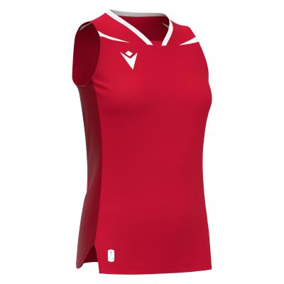 Футболка спортивная MACRON LILY ECO MATCH DAY SLEEVESLESS SHIRT RED/WHITE
