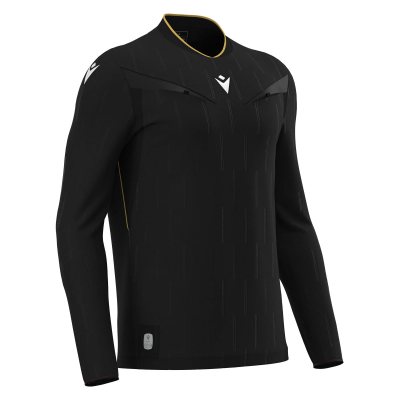 Футболка судейская проф. MACRON MENDEZ ECO SHIRT LS BLACK/GOLD