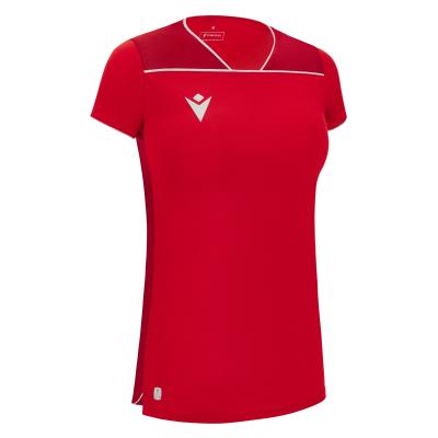 Футболка спортивная женская MACRON STEEL ECO SHIRT RED/DARK RED/WHITE