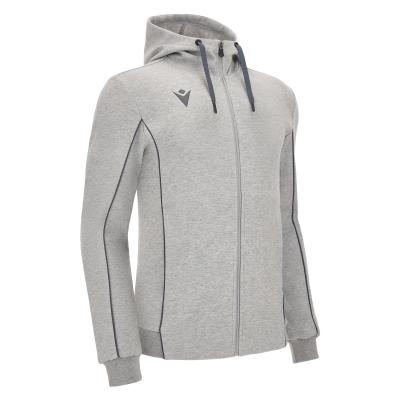 Олимпийка спортивная MACRON STAGE ECO SUSTAINABLE COTTON FULL ZIP HOODED SWEATSHIRT GREY MELANGE/ANTHRACITE