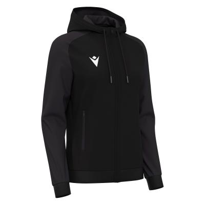 Олимпийка парадная женская MACRON ATLAS HOODY FULL LENGTH ZIP TOP BLACK/DARK GREY