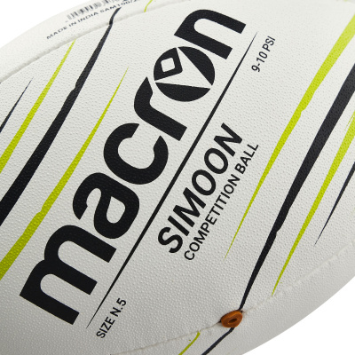 Мяч регбийный для официальных матчей MACRON SIMOON BLACK/ACID GREEN