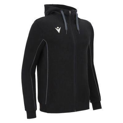 Олимпийка спортивная MACRON STAGE ECO SUSTAINABLE COTTON FULL ZIP HOODED SWEATSHIRT BLACK/ANTHRACITE