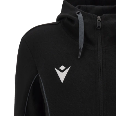 Олимпийка спортивная женская MACRON BASS ECO SUSTAINABLE COTTON FULL ZIP HOODED SWEATSHIRT BLACK/ANTHRACITE