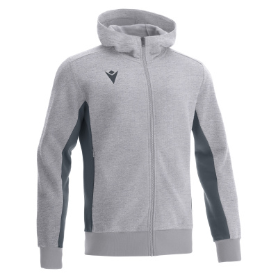 Олимпийка спортивная MACRON TRUMPET FULL ZIP HOODED SWEATSHIRT GREY MELANGE/ANTHRACITE