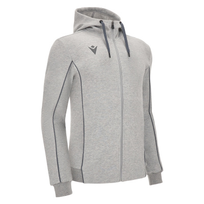 Олимпийка спортивная MACRON STAGE ECO SUSTAINABLE COTTON FULL ZIP HOODED SWEATSHIRT GREY MELANGE/ANTHRACITE
