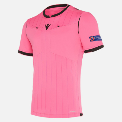 Футболка MACRON REFEREE NEON PINK SHIRT UEFA PINK/BLACK  M