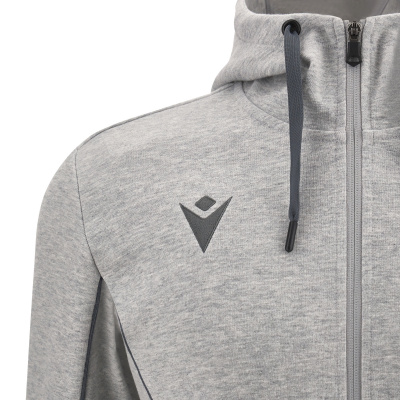 Олимпийка спортивная MACRON STAGE ECO SUSTAINABLE COTTON FULL ZIP HOODED SWEATSHIRT GREY MELANGE/ANTHRACITE