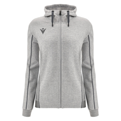 Олимпийка спортивная женская MACRON BASS ECO SUSTAINABLE COTTON FULL ZIP HOODED SWEATSHIRT GREY MELANGE/ANTHRACITE