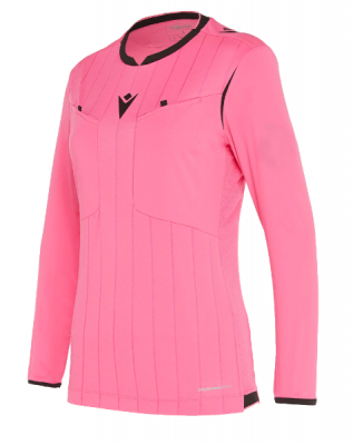 Футболка судейская проф. женская MACRON STEPHANIE SHIRT LS NEON PINK/ BLACK