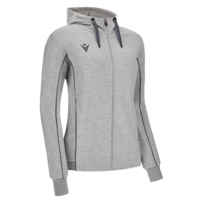 Олимпийка спортивная женская MACRON BASS ECO SUSTAINABLE COTTON FULL ZIP HOODED SWEATSHIRT GREY MELANGE/ANTHRACITE