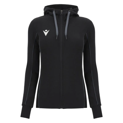 Олимпийка спортивная женская MACRON BASS ECO SUSTAINABLE COTTON FULL ZIP HOODED SWEATSHIRT BLACK/ANTHRACITE