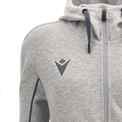 Олимпийка спортивная женская MACRON BASS ECO SUSTAINABLE COTTON FULL ZIP HOODED SWEATSHIRT GREY MELANGE/ANTHRACITE
